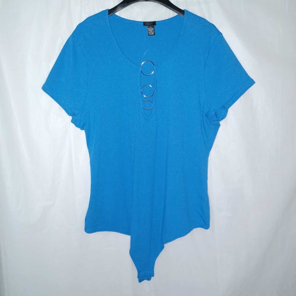 RUE + WOMEN'S BLUE BODYSUIT TOP BLUE PLUS SIZE 4X